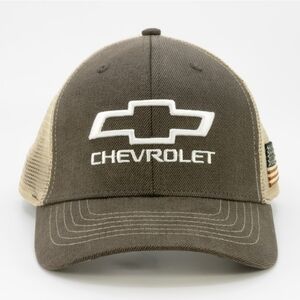 New Chevrolet Snapback Baseball Cap Brown Khaki Iconic Chevy Bowtie Logo